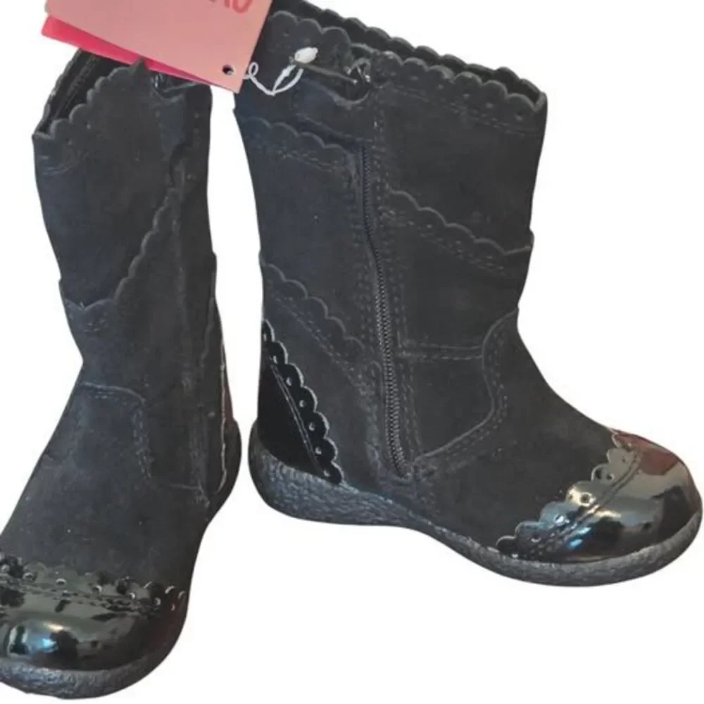 Vintage Gymboree Black Boots Girls Size 5 Faux Leather Toddler